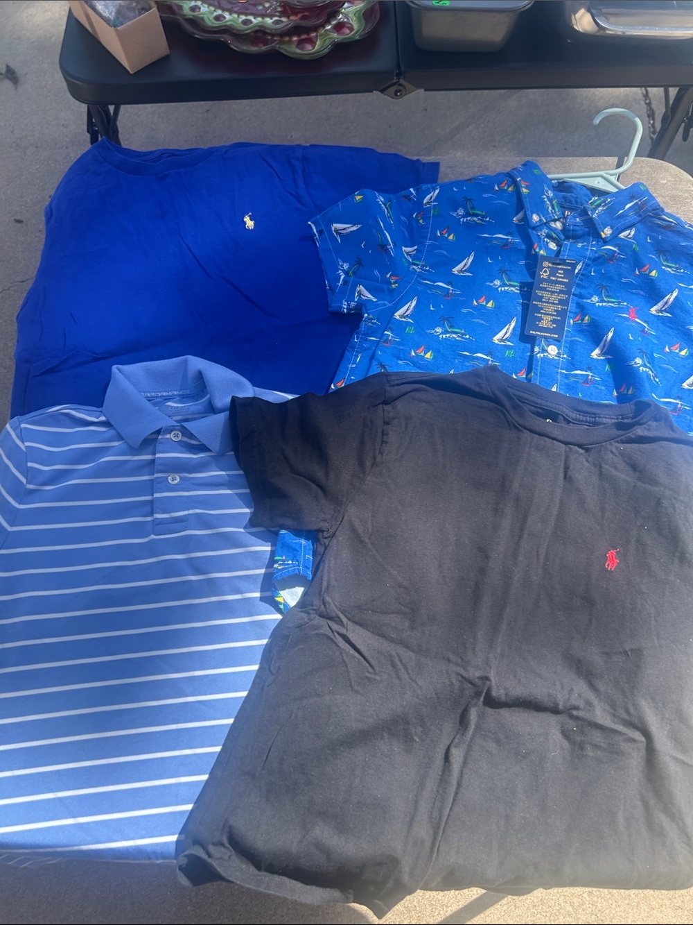 Polo by Ralph Lauren Men’s Mixed Blue & Black Polo and Tees (4-Pack)